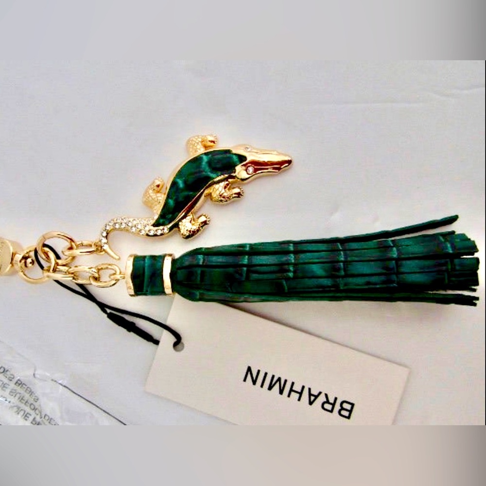 BRAHMIN Emerald Croc Charm Tassel NWT